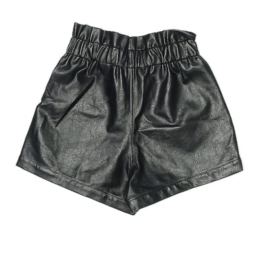 Black Vegan Leather High Waisted Shorts
